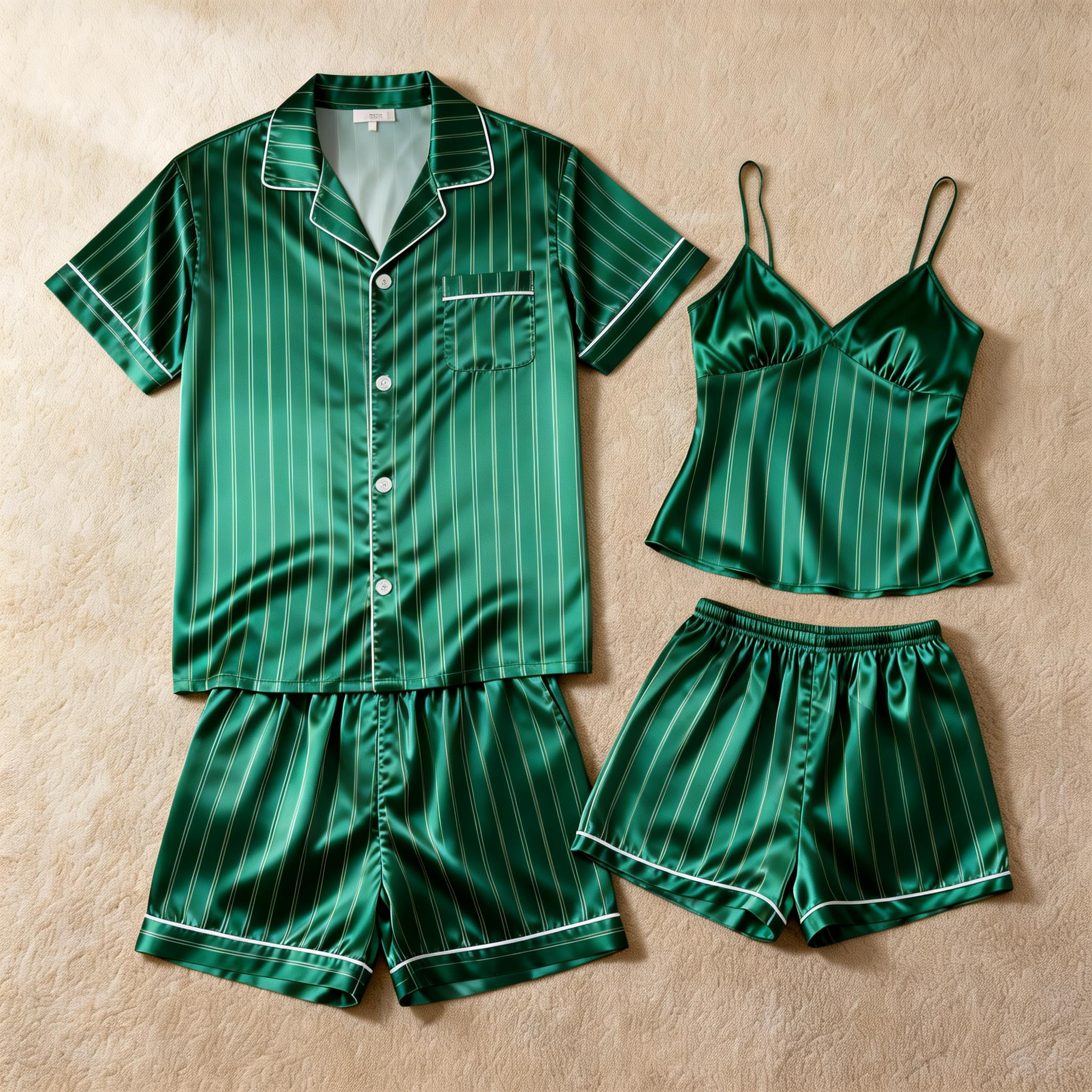 Silky Satin Striped Printed Sleep Set for Men-Royal
