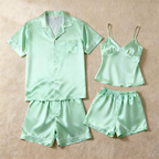 Silky Satin Solid Sleep Set for Couples-Navy