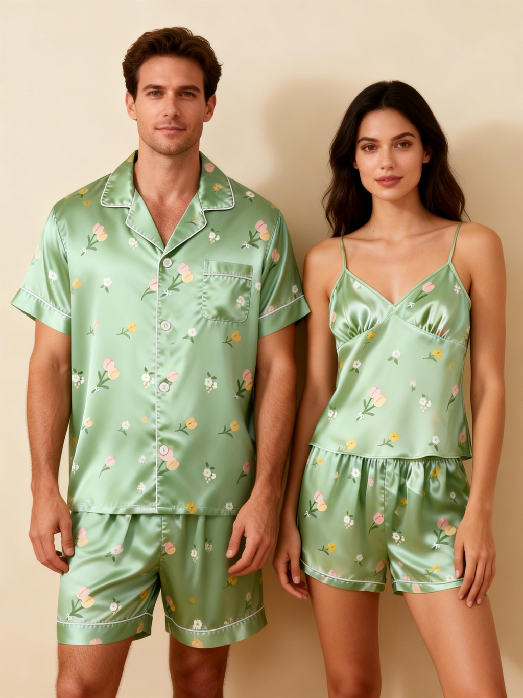 Silky Satin Pajama Shorts for Two ¨C Romantic Sleep Set
