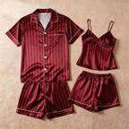 Silky Satin Striped Printed Sleep Set for Men-Royal