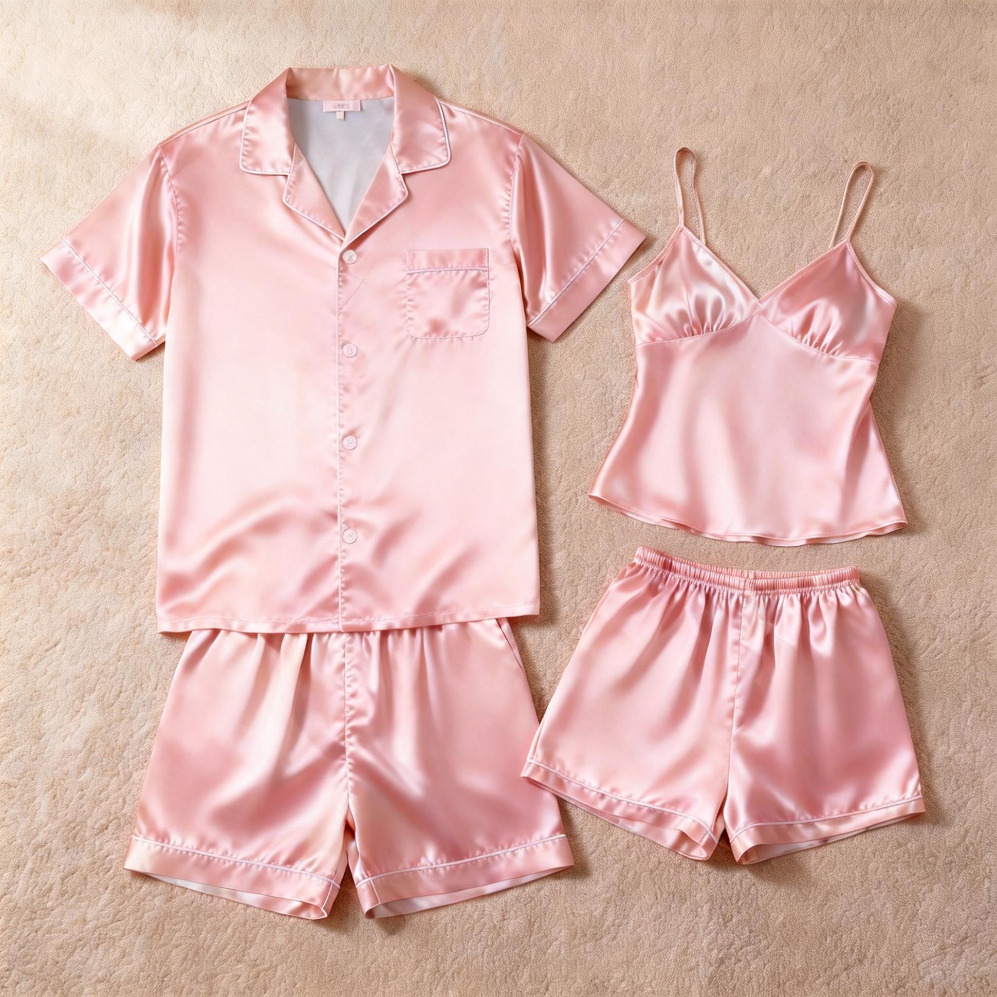 Silky Satin Solid Sleep Set for Couples-Baby Blue