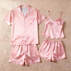 Silky Satin Solid Sleep Set for Couples-Dark Green
