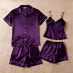 Silky Satin Solid Sleep Set for Couples-Dark Green