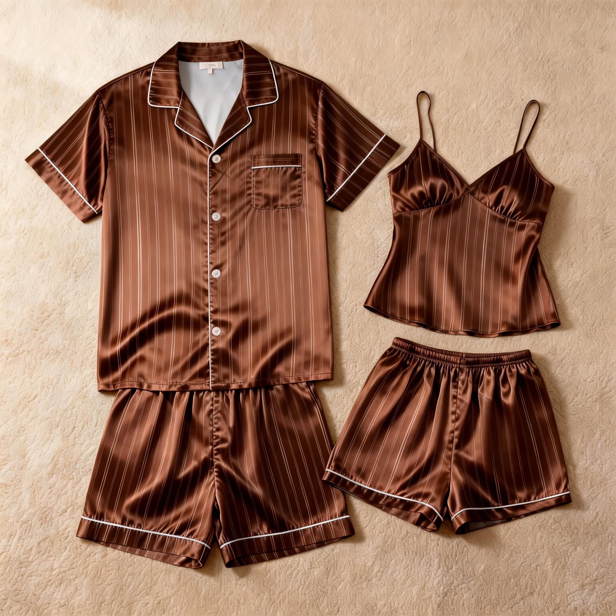 Silky Satin Striped Printed Sleep Set for Men-Royal