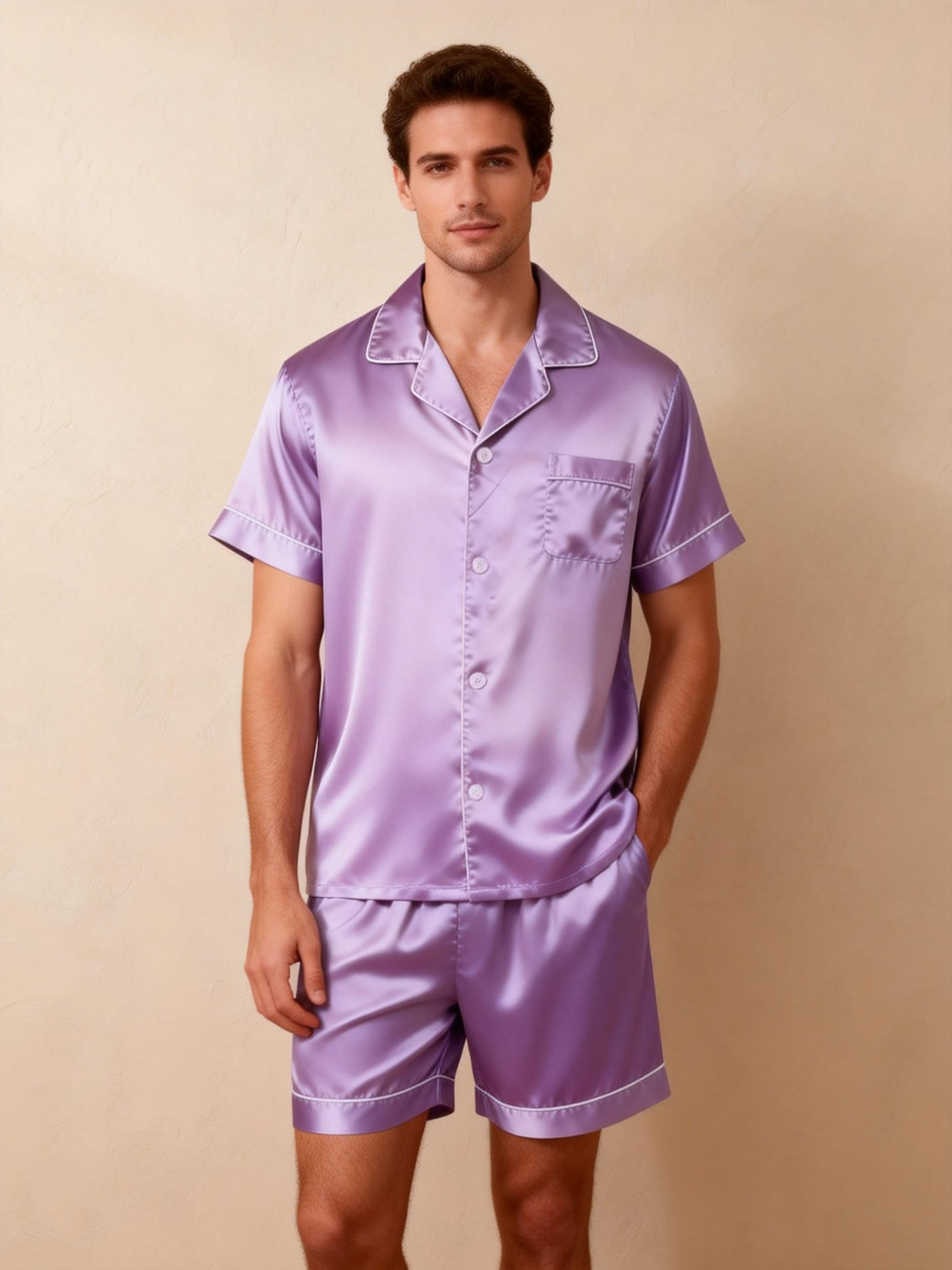 Silky Satin Solid Sleep Set for Couples-Mauve