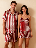 Striped Printed Silky Satin Pajamas for Couples ¨C Chic & Comfortable