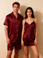 Silky Satin Solid Sleep Set for Couples-Purple