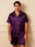 Silky Satin Solid Sleep Set for Couples-Pink