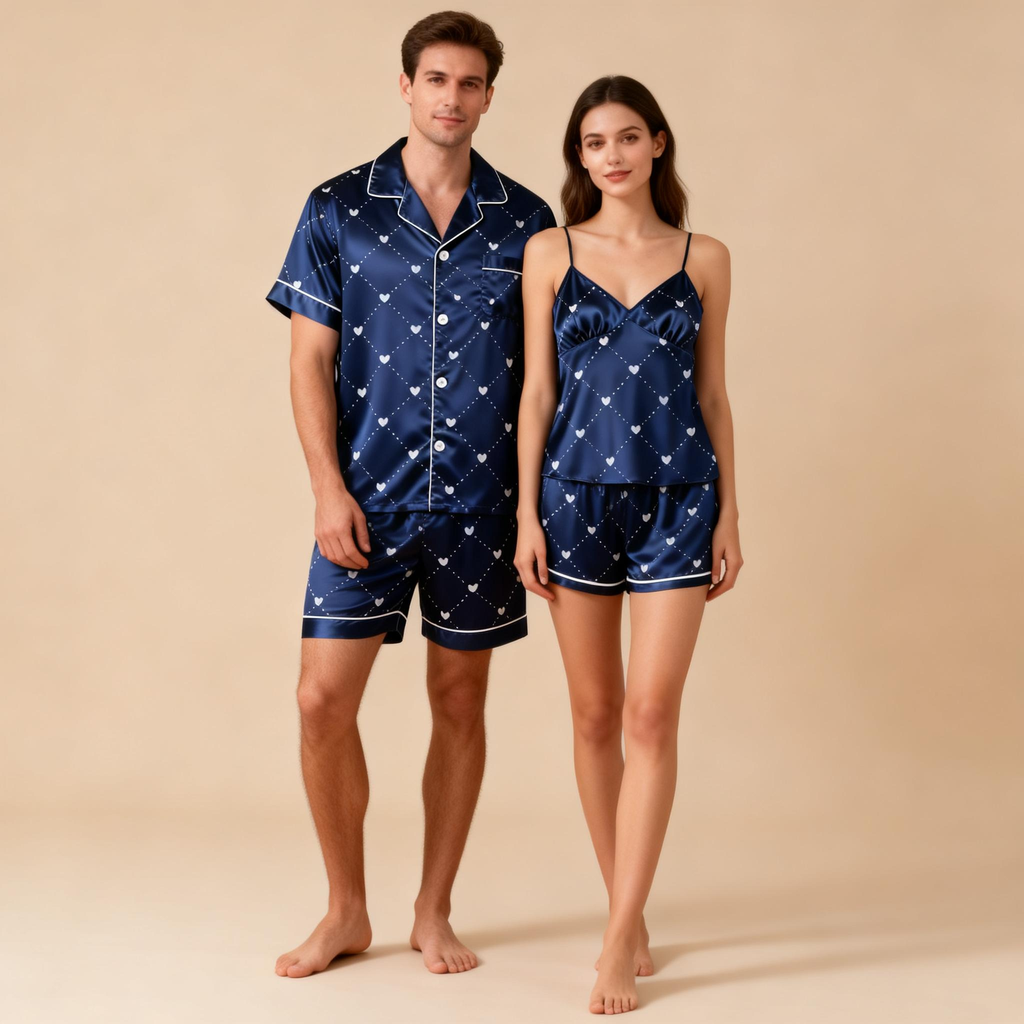 Matching Silky Pajamas for Two ¨C Satin Short Set