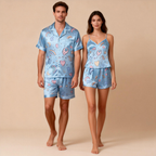 Matching Silky Satin Pajamas for Couples ¨C Short & Sweet Design