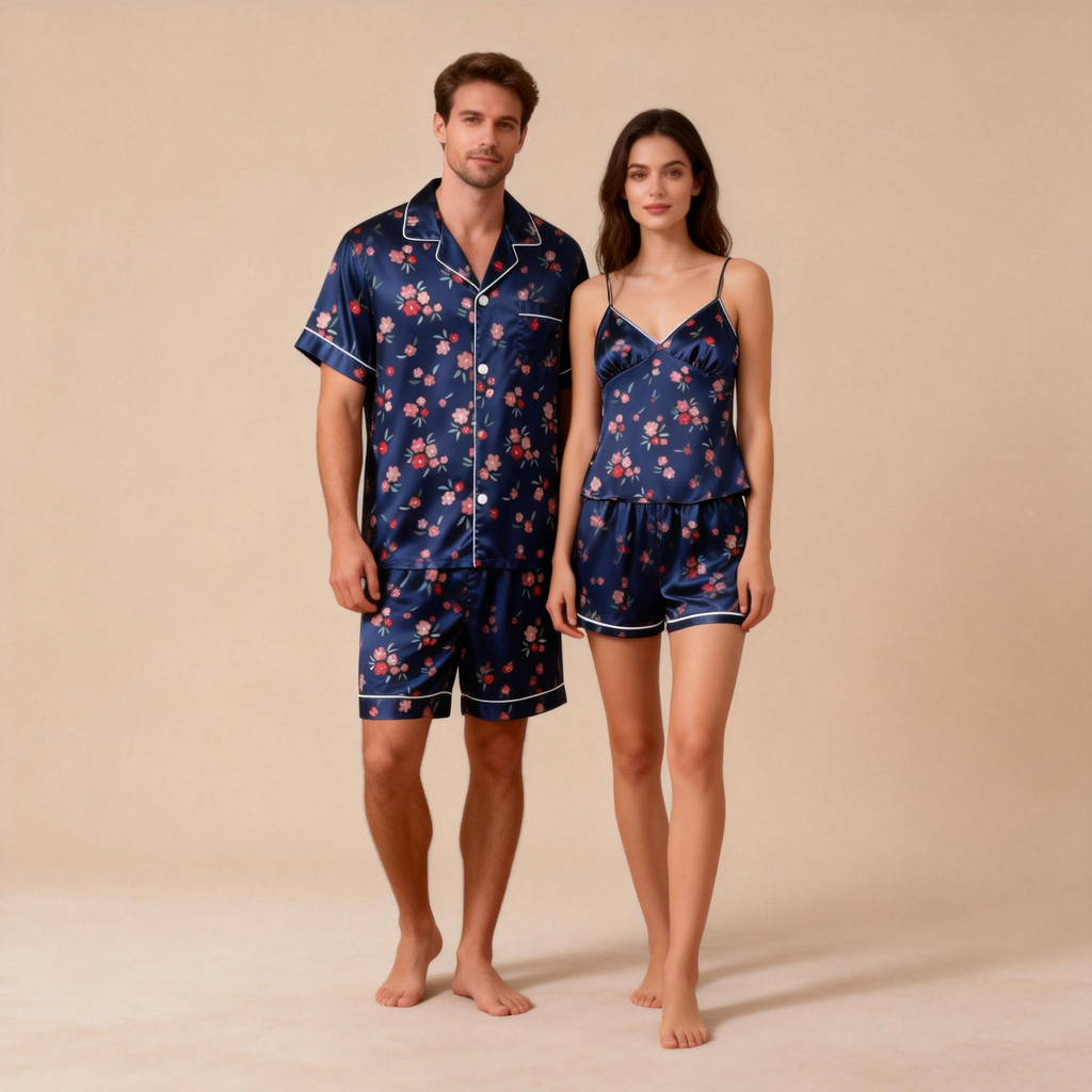 Romantic Matching Satin Pajamas for Couple