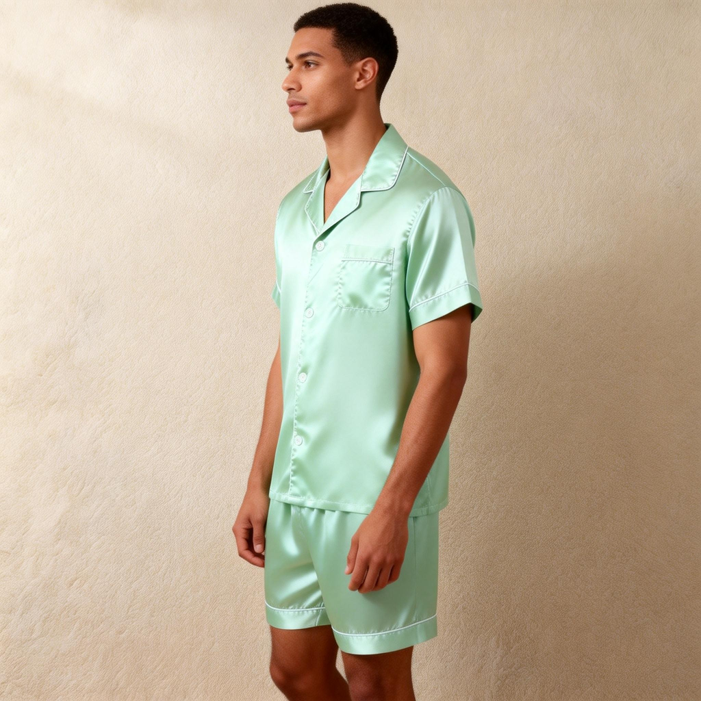 Silky Satin Solid Sleep Set for Men