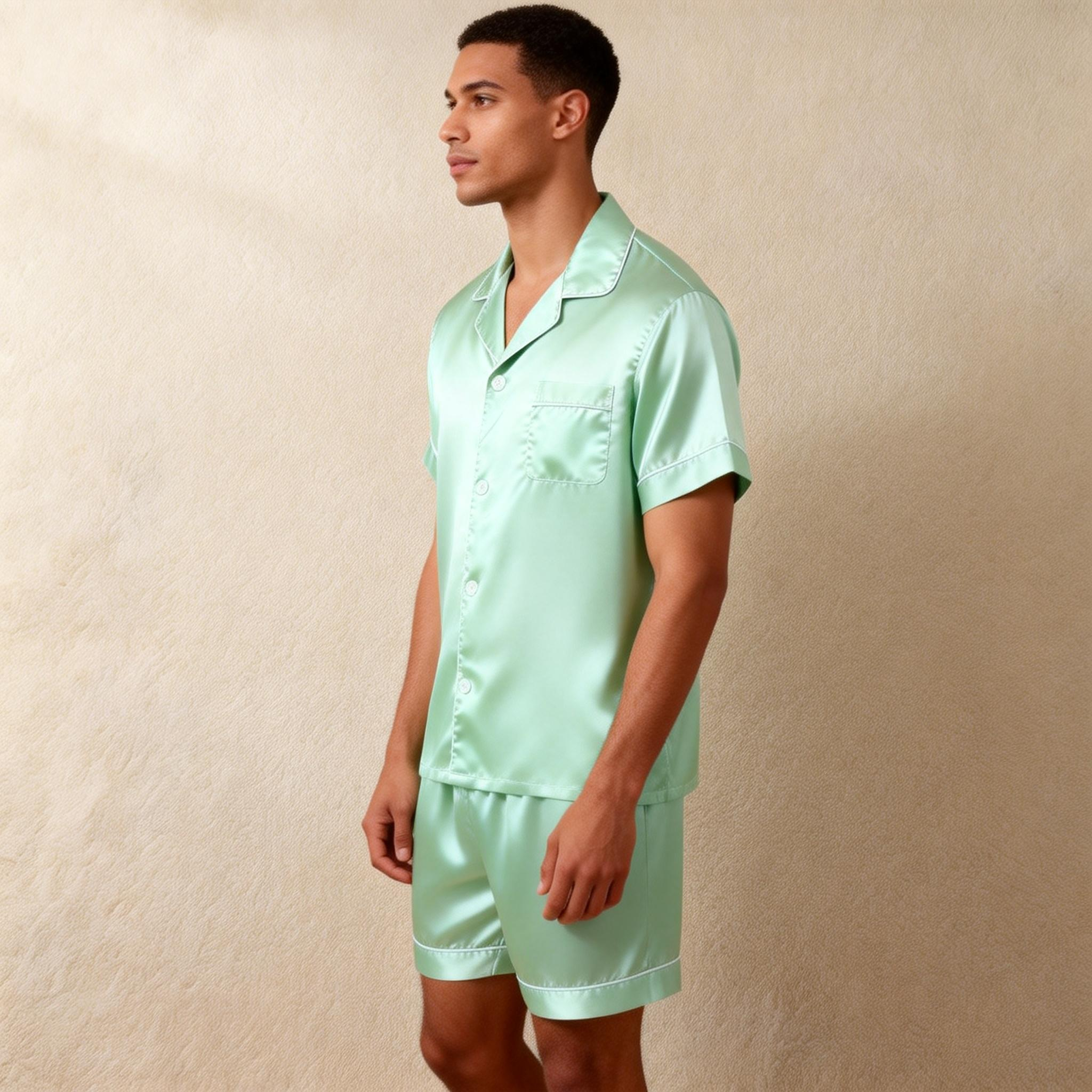 Silky Satin Solid Sleep Set for Men