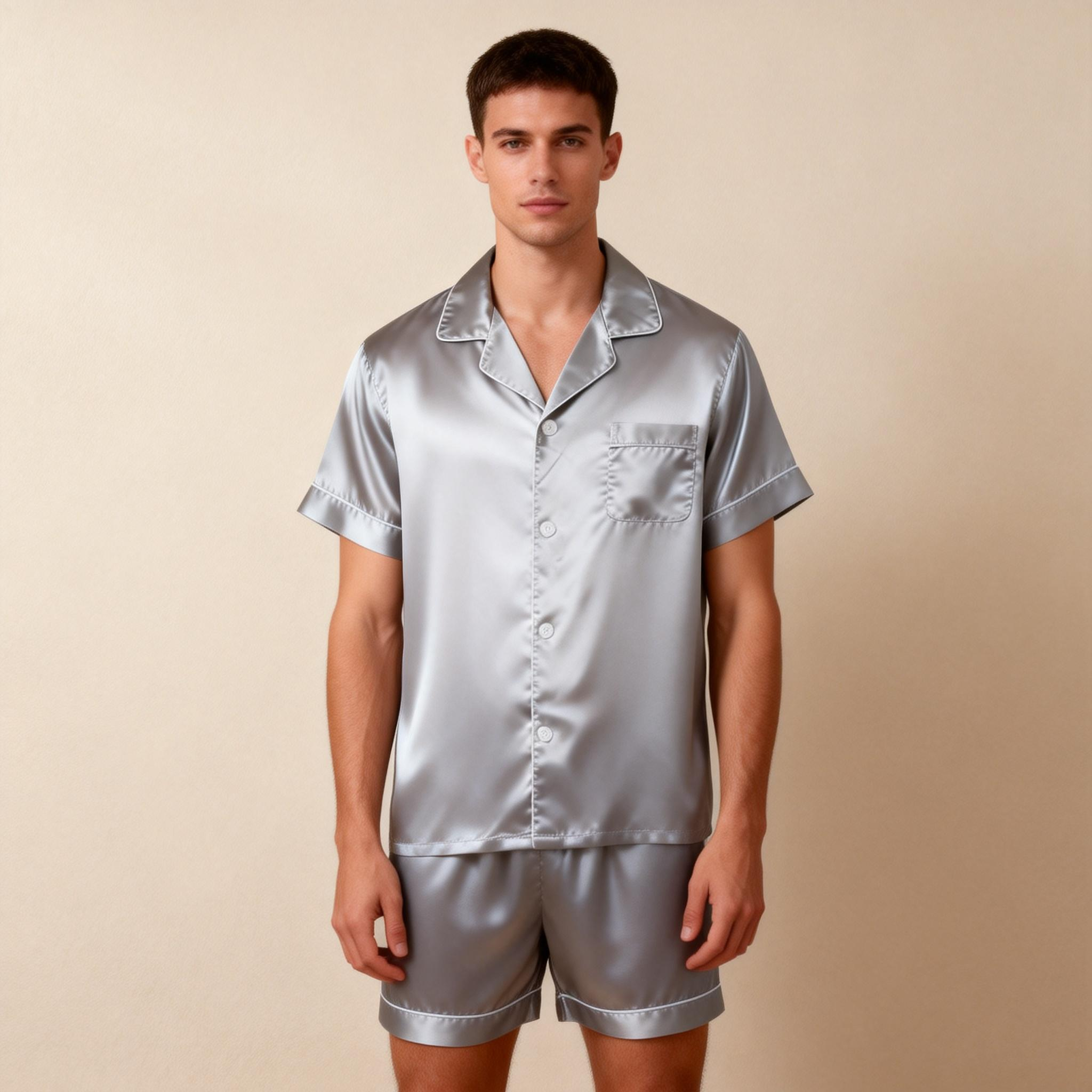 Silky Satin Solid Sleep Set for Men
