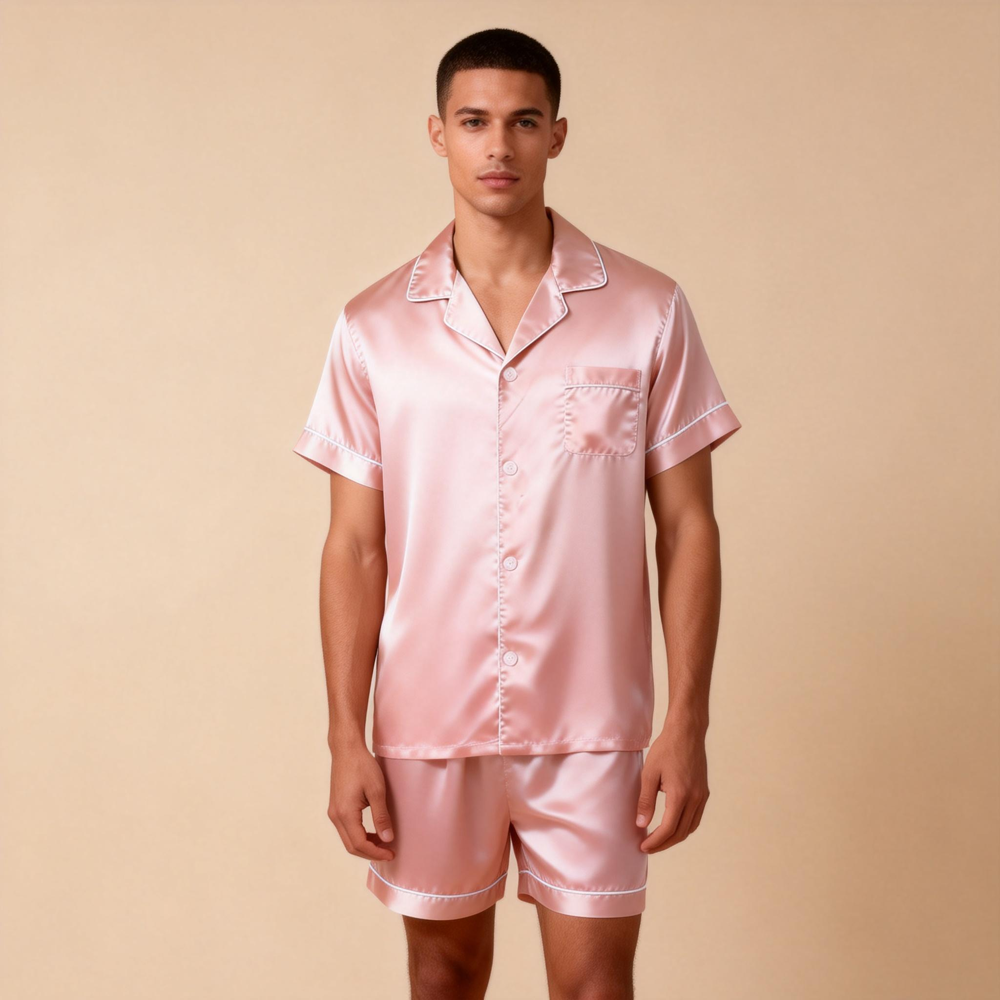 Silky Satin Solid Sleep Set for Men-Burgundy