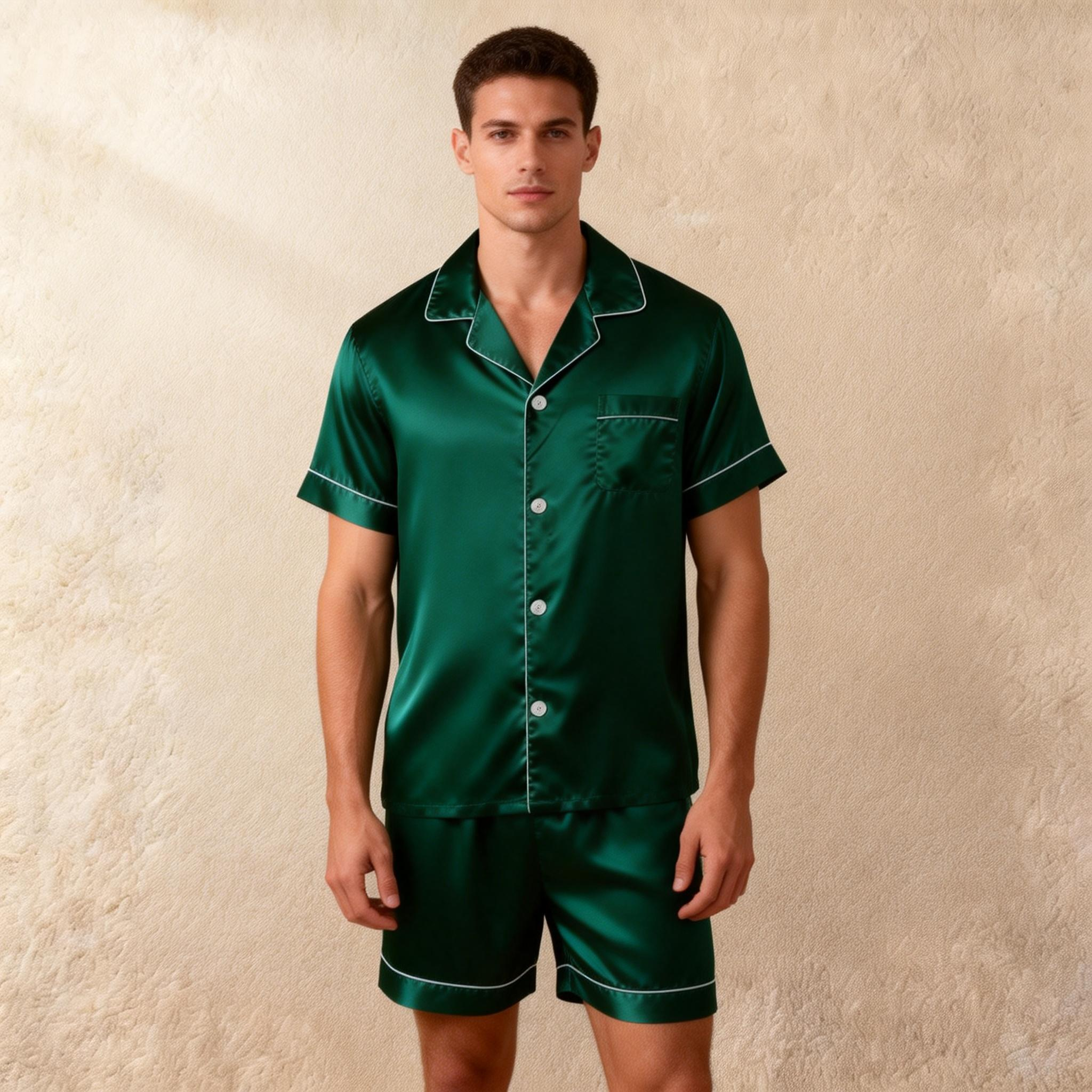Silky Satin Solid Sleep Set for Men