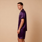 Silky Satin Solid Sleep Set for Men-Teal