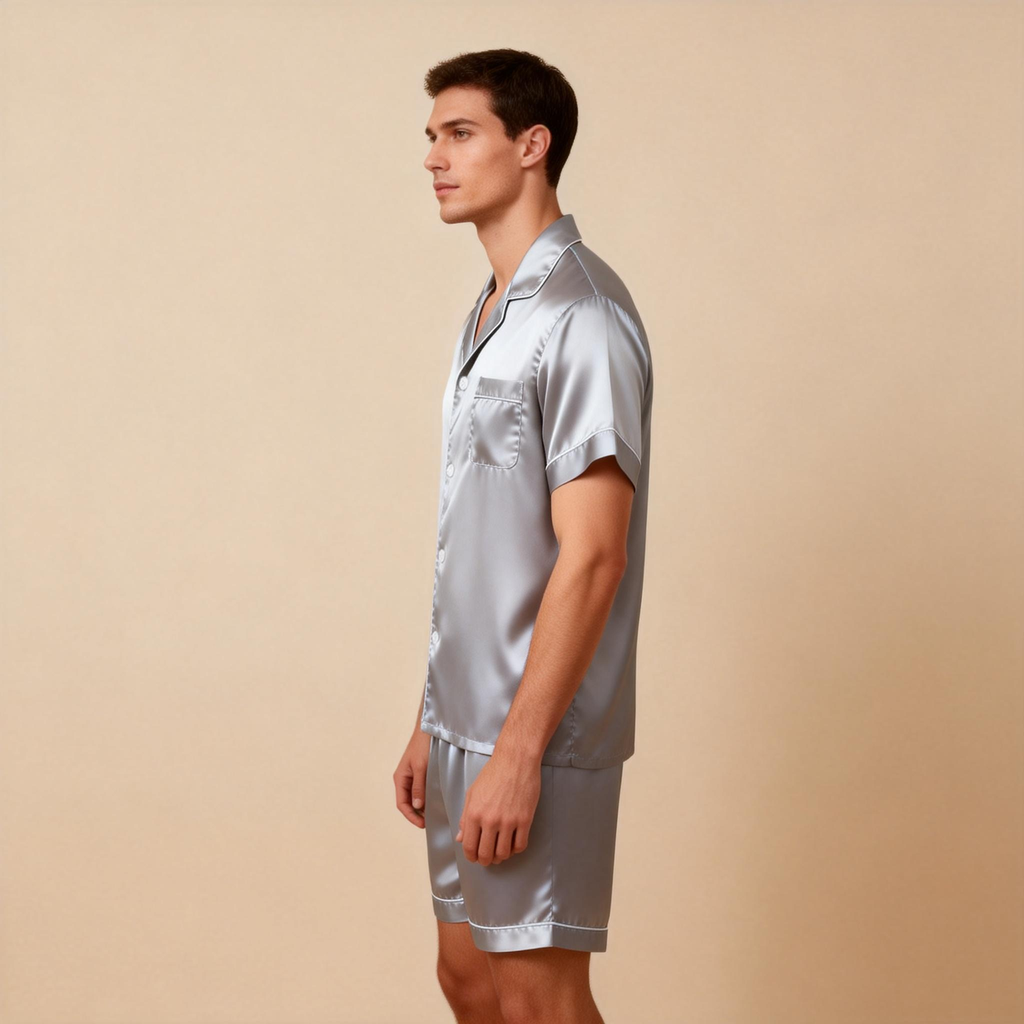 Silky Satin Solid Sleep Set for Men
