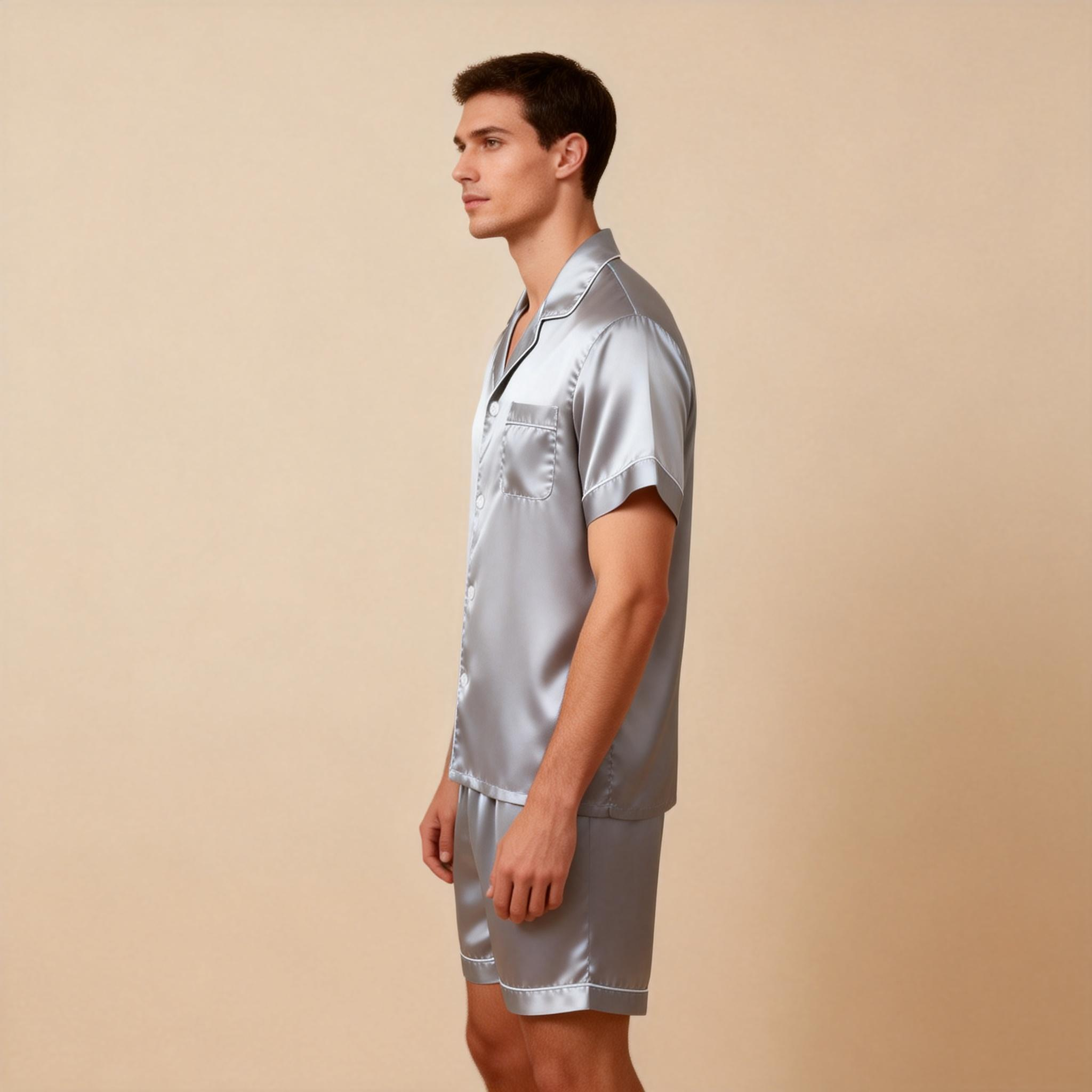 Silky Satin Solid Sleep Set for Men