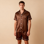 Silky Satin Striped Printed Sleep Set for Men-Royal