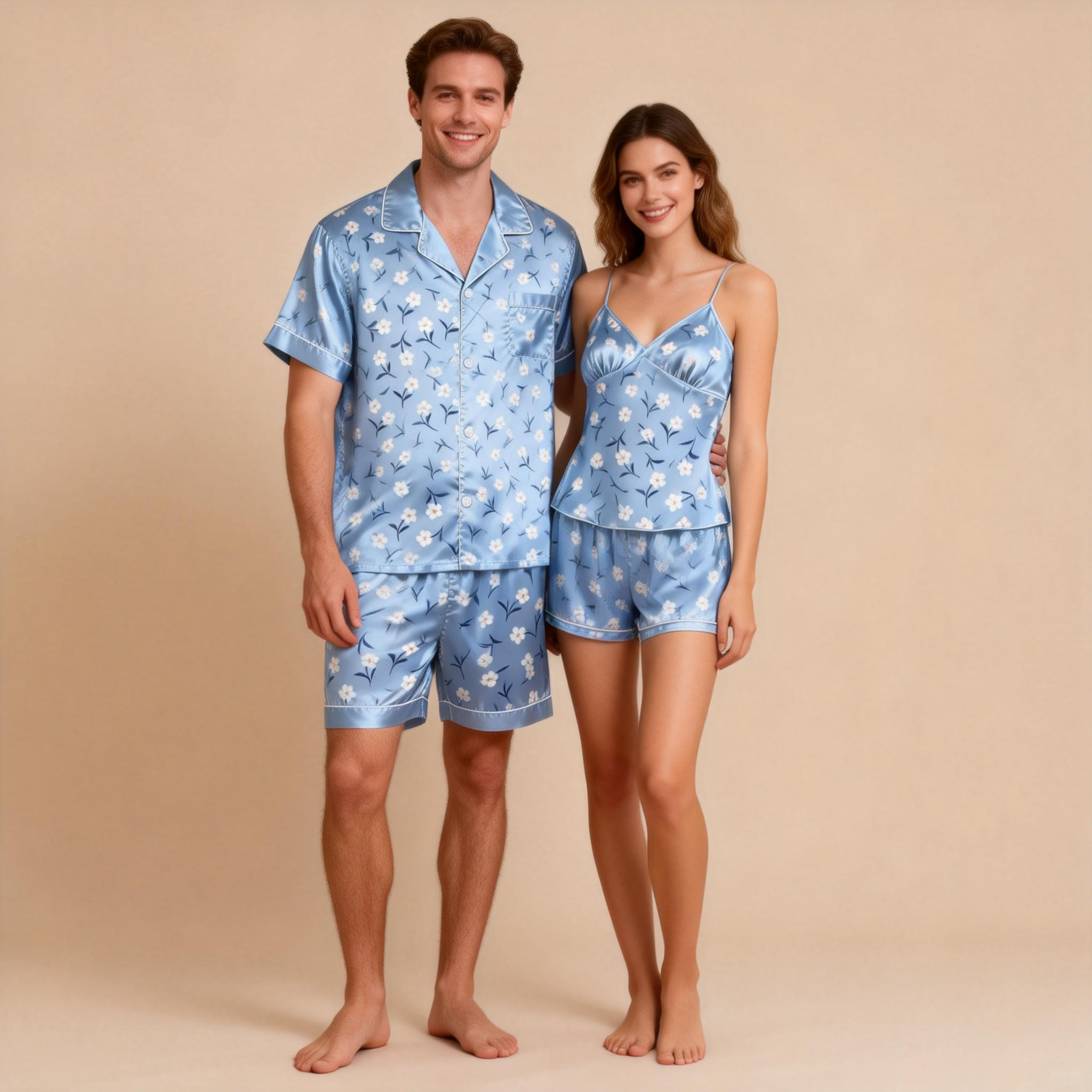 Classic Women Satin Pajamas Short Set