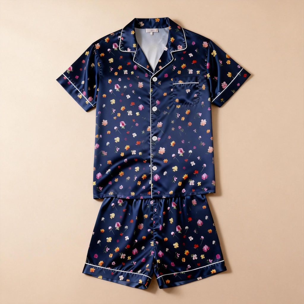 Couple's Nightwear: Classic Satin Pajamas Short Set