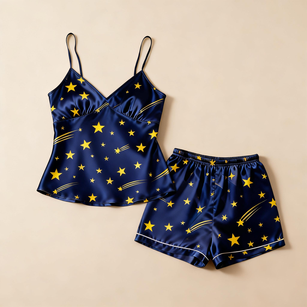Elegant Women Sleepwear Satin Short Pajama Set
