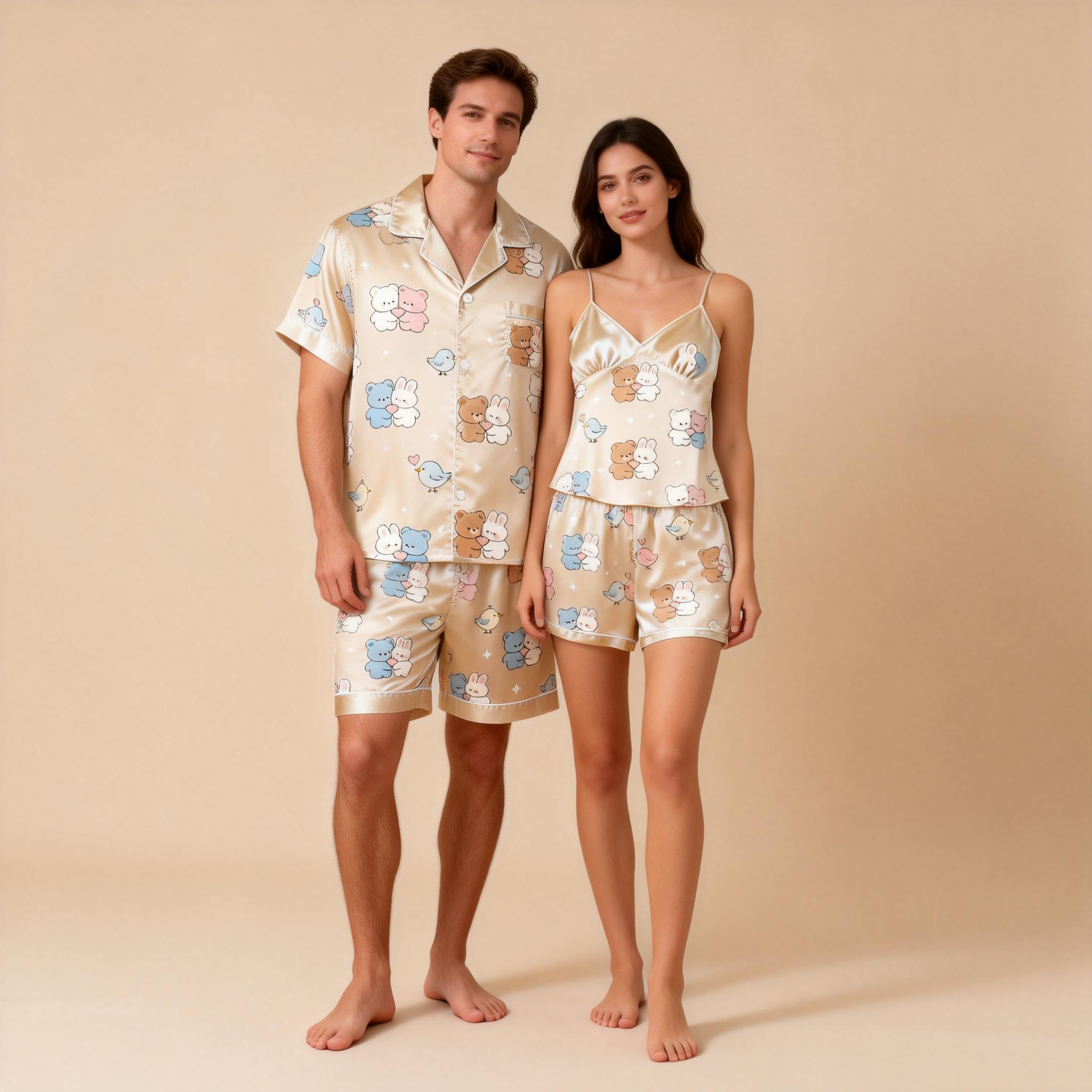 Premium Satin Fabric Women Pajamas Short Set