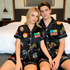 Silky Satin Summer Print Pajama Set ¨C Classic Couple Sleepwear