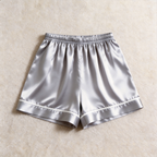 Solid Pearl White Satin 3-Piece Sleepwear Set for Women - Robe, Camisole & Shorts