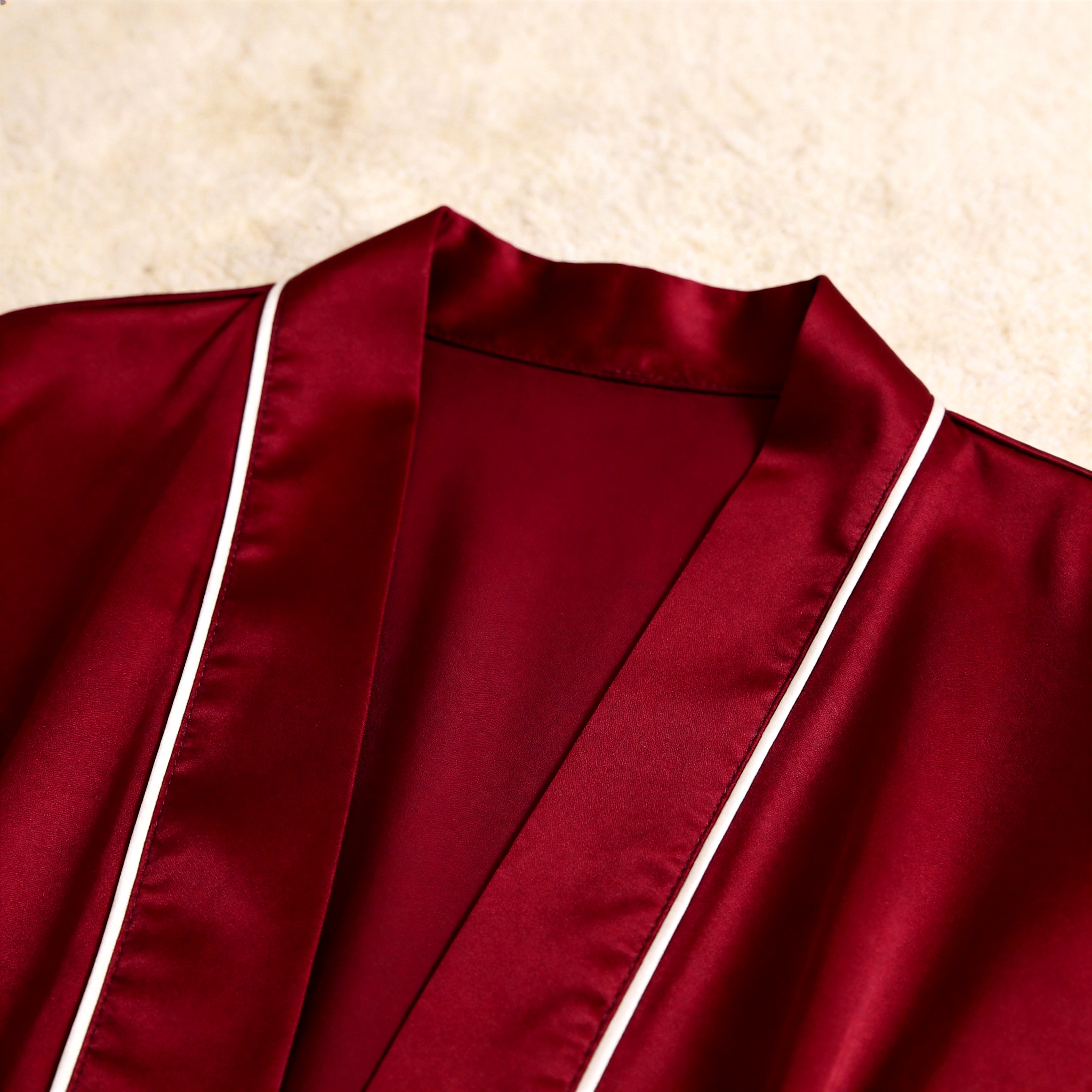 Solid Burgundy Satin 3-Piece Sleepwear Set for Women - Robe, Camisole & Shorts