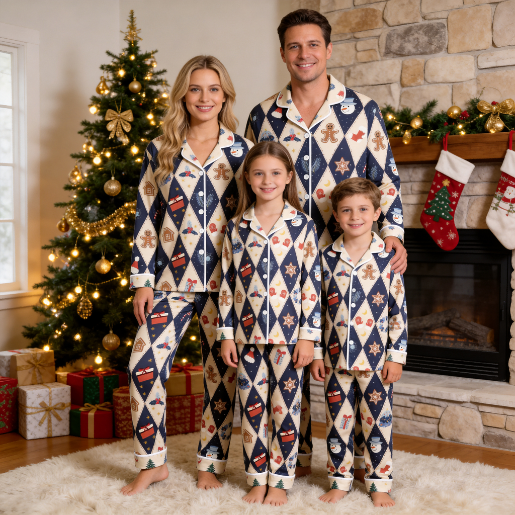 Easy-Wear Button-Down Cotton Family Matching PJs