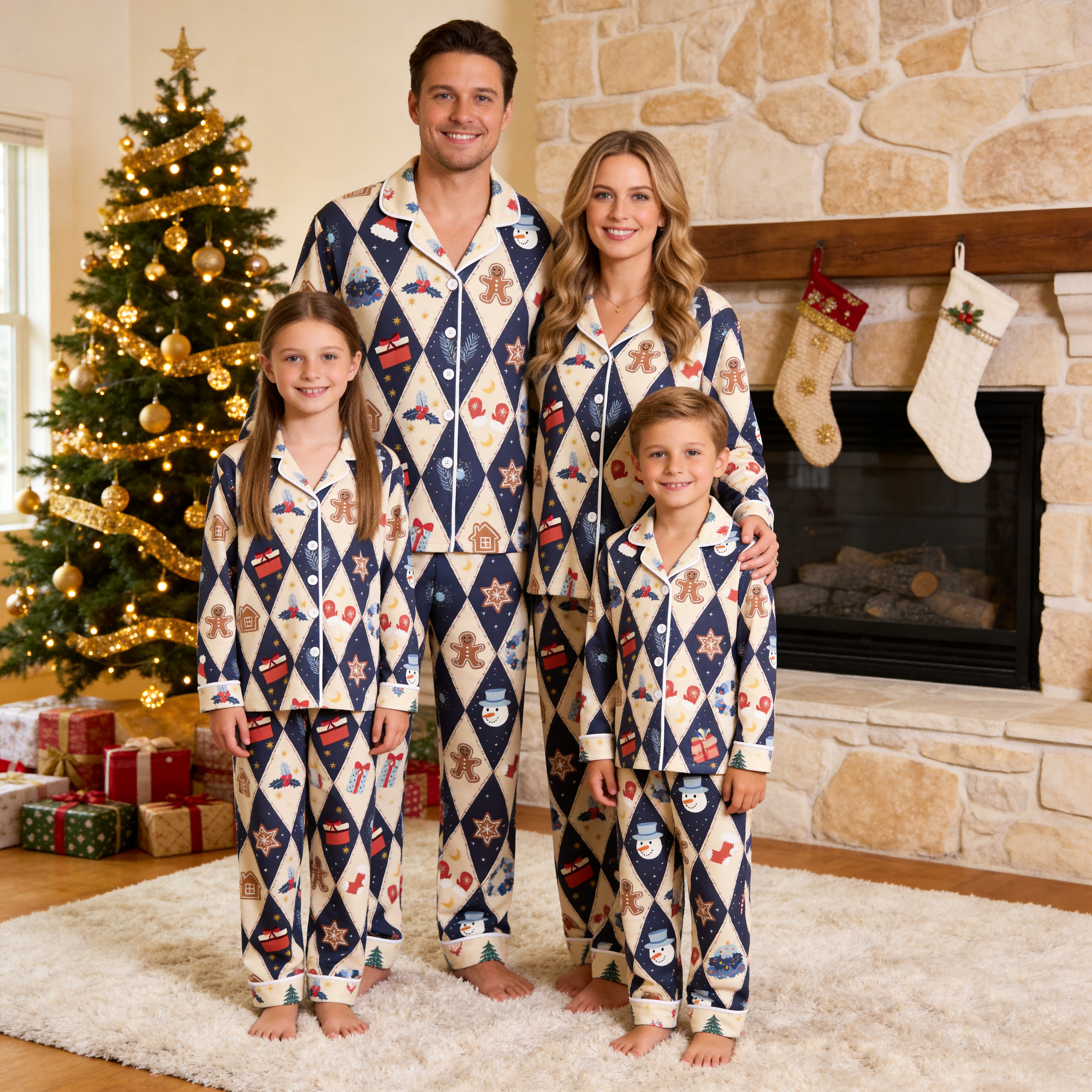 Easy-Wear Button-Down Cotton Family Matching PJs