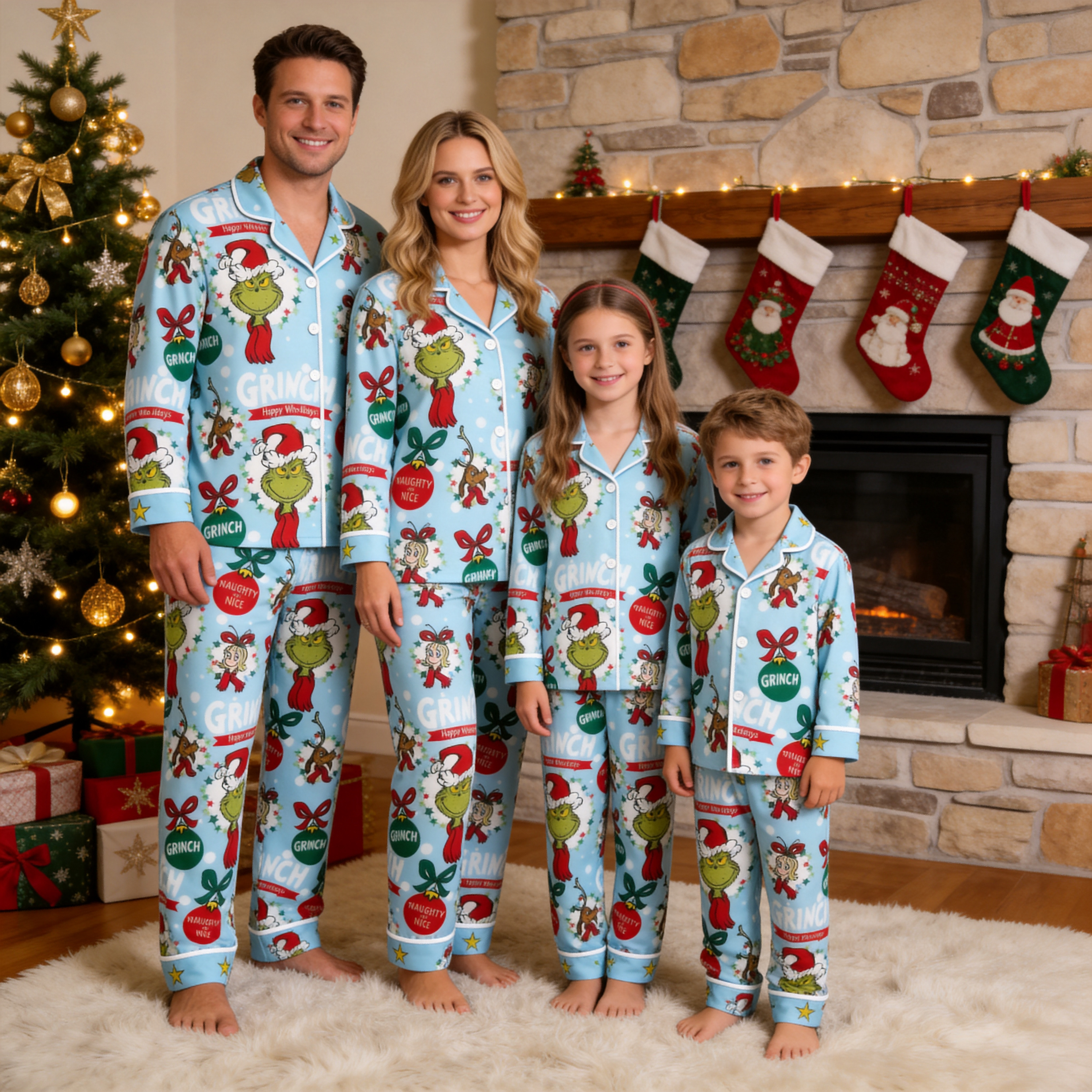 Classic Premium Cotton Matching Family Pajama Set