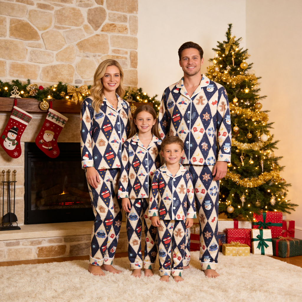 Easy-Wear Button-Down Cotton Family Matching PJs