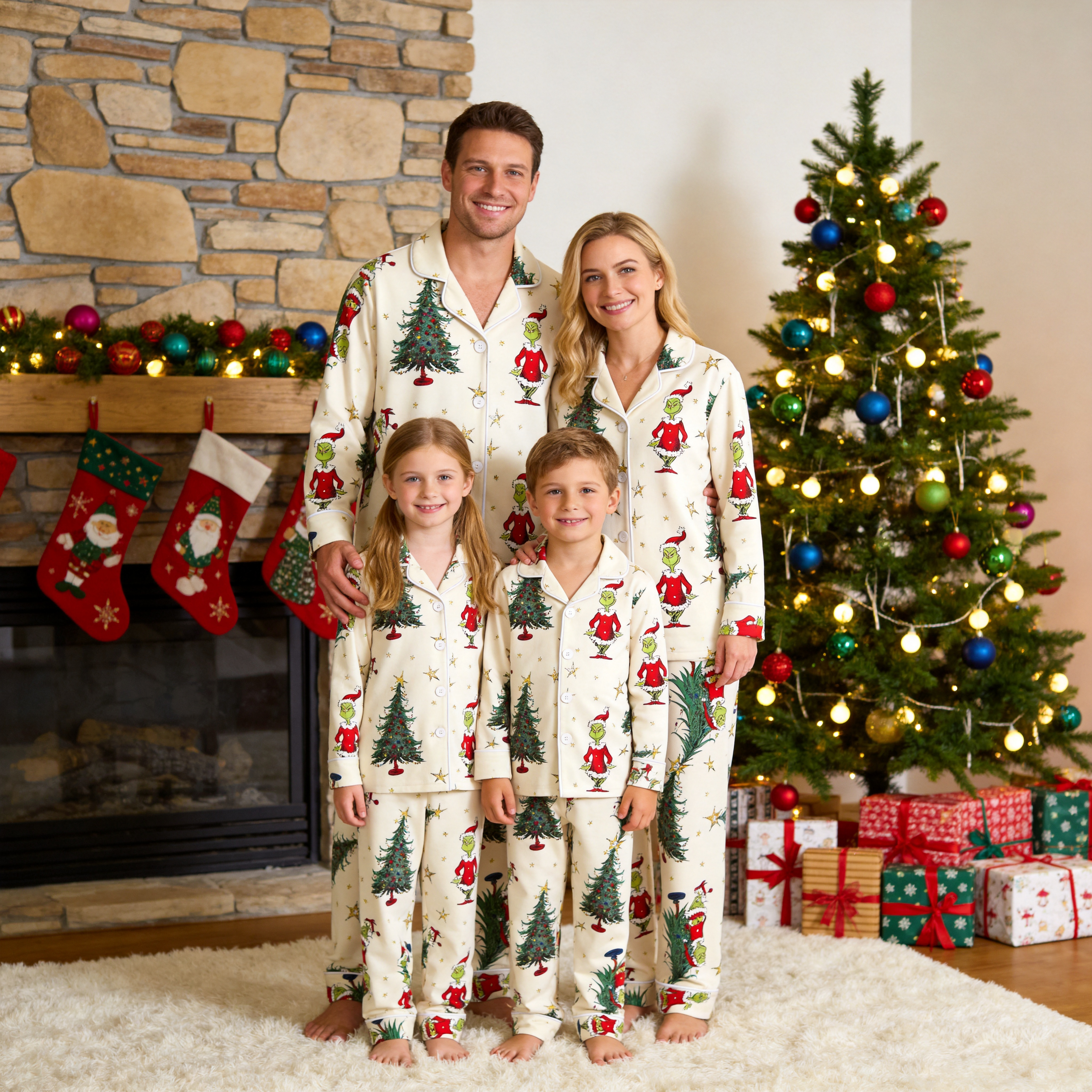 Cozy Button-Front 100% Cotton Family Matching Set