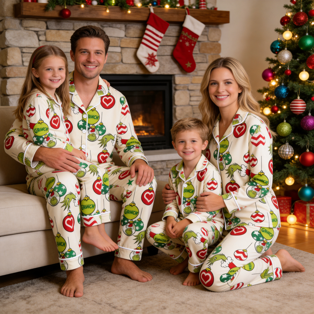 Premium Piping Button-Down Family Matching PJs