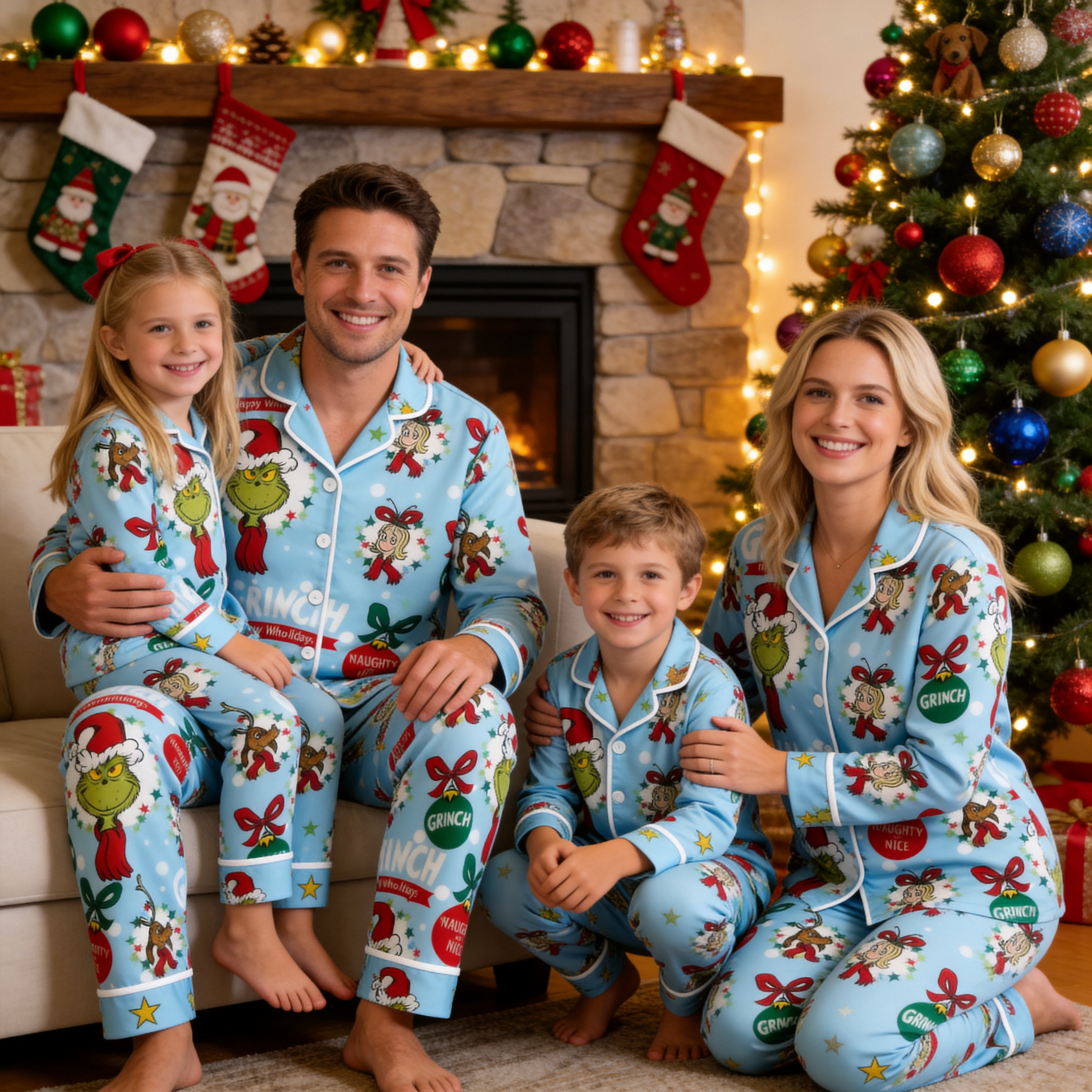Classic Premium Cotton Matching Family Pajama Set