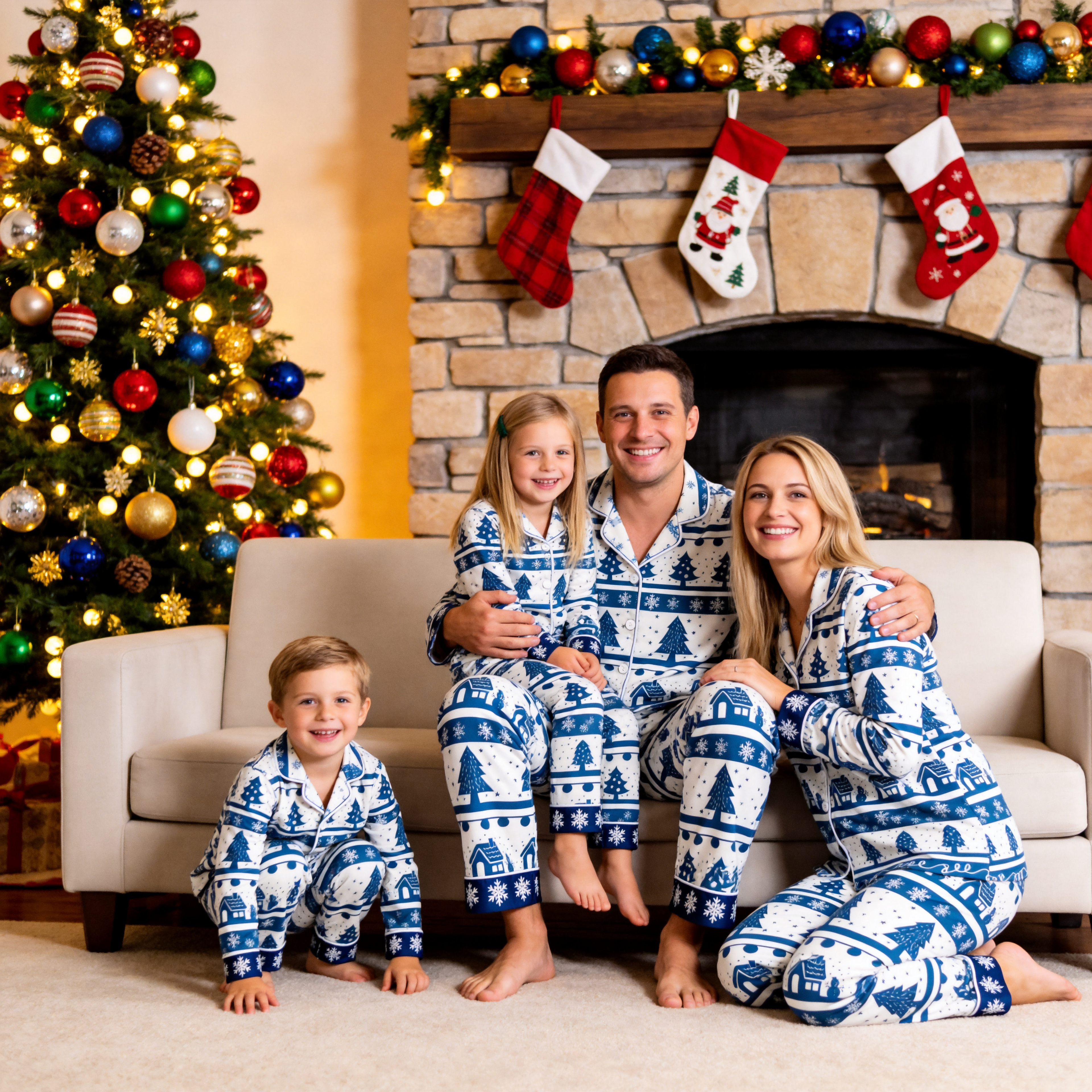 Picture-Perfect Button-Front Cotton Family Pajama Set