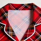 Premium Piping Button-Down Holiday Red Plaid Family Matching Loungewear