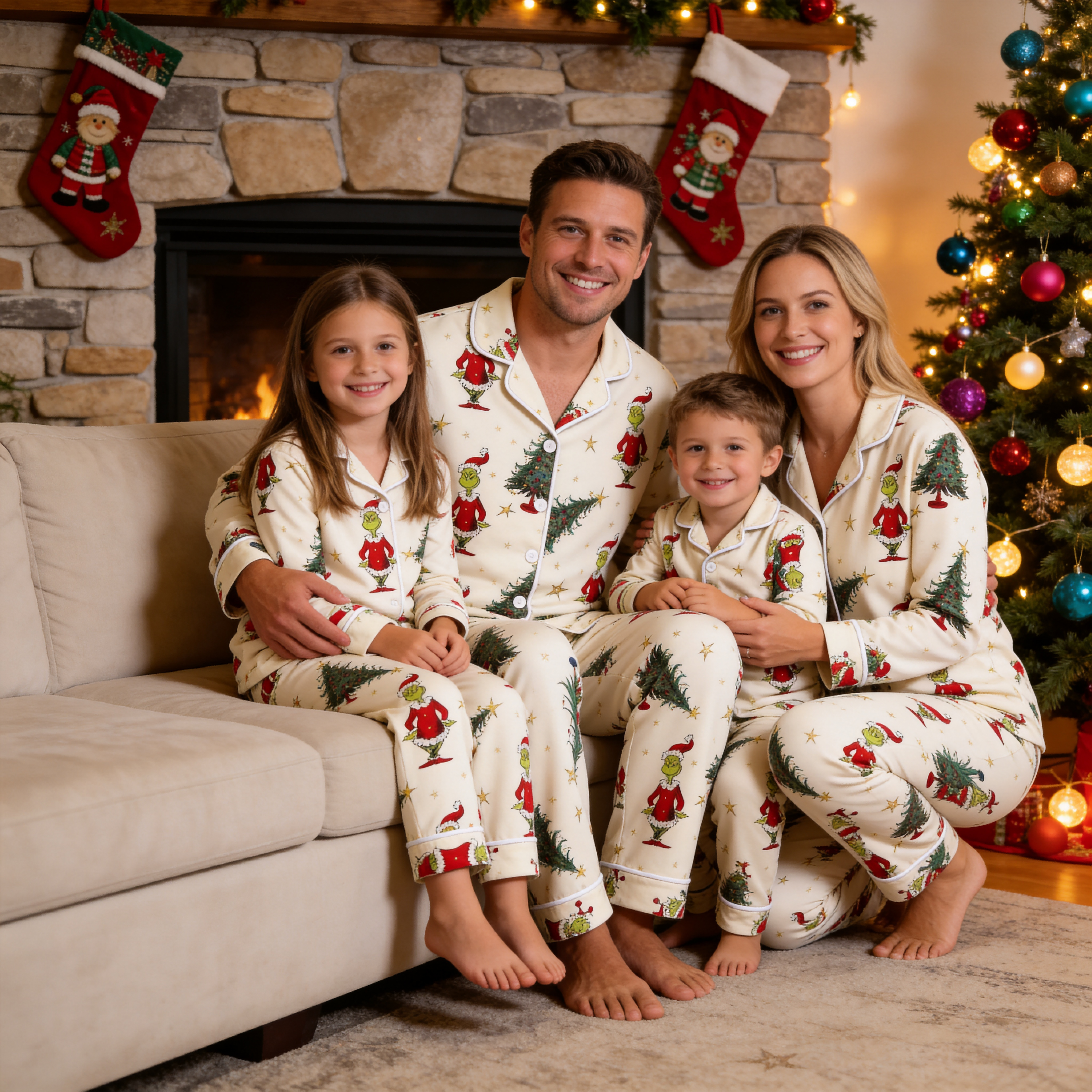 Cozy Button-Front 100% Cotton Family Matching Set