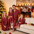 Premium Piping Button-Down Holiday Red Plaid Family Matching Loungewear