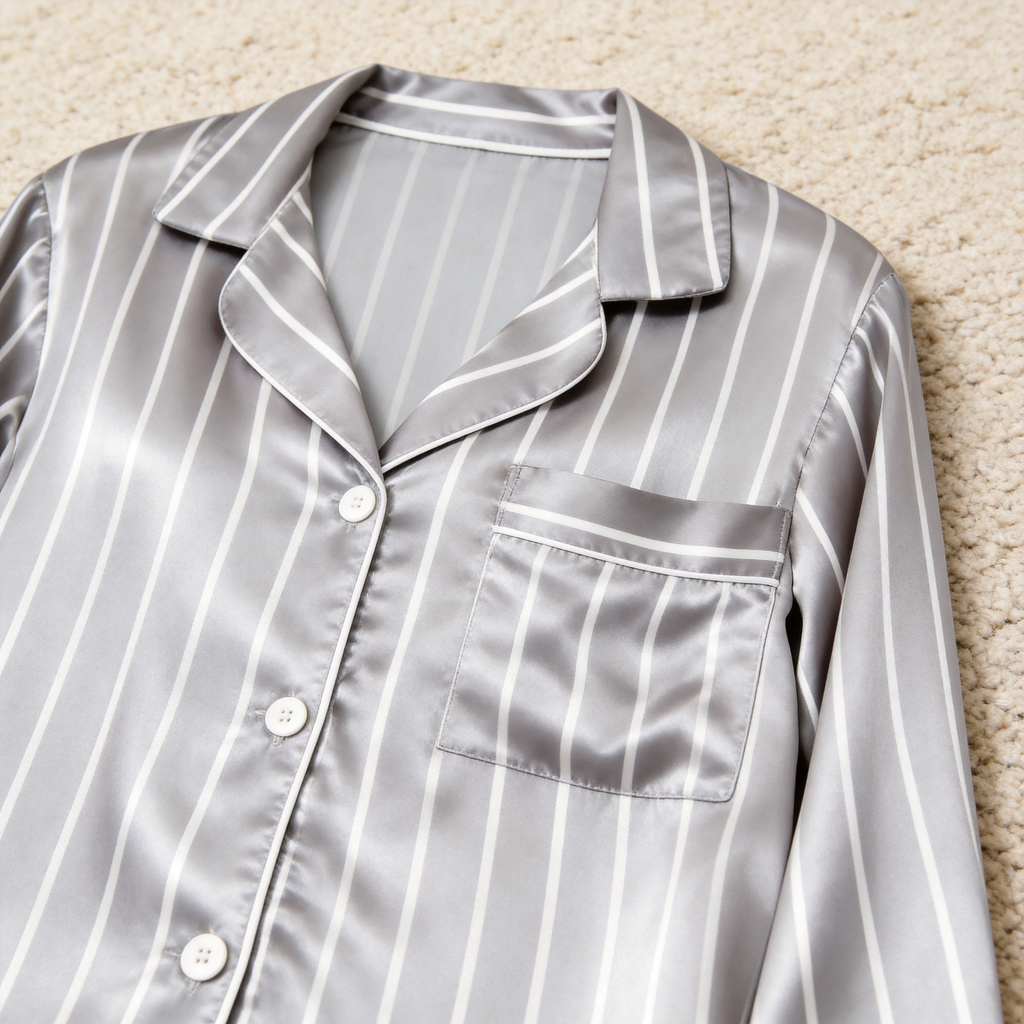 Elegant Satin Gray Pajama Set for the Whole Family