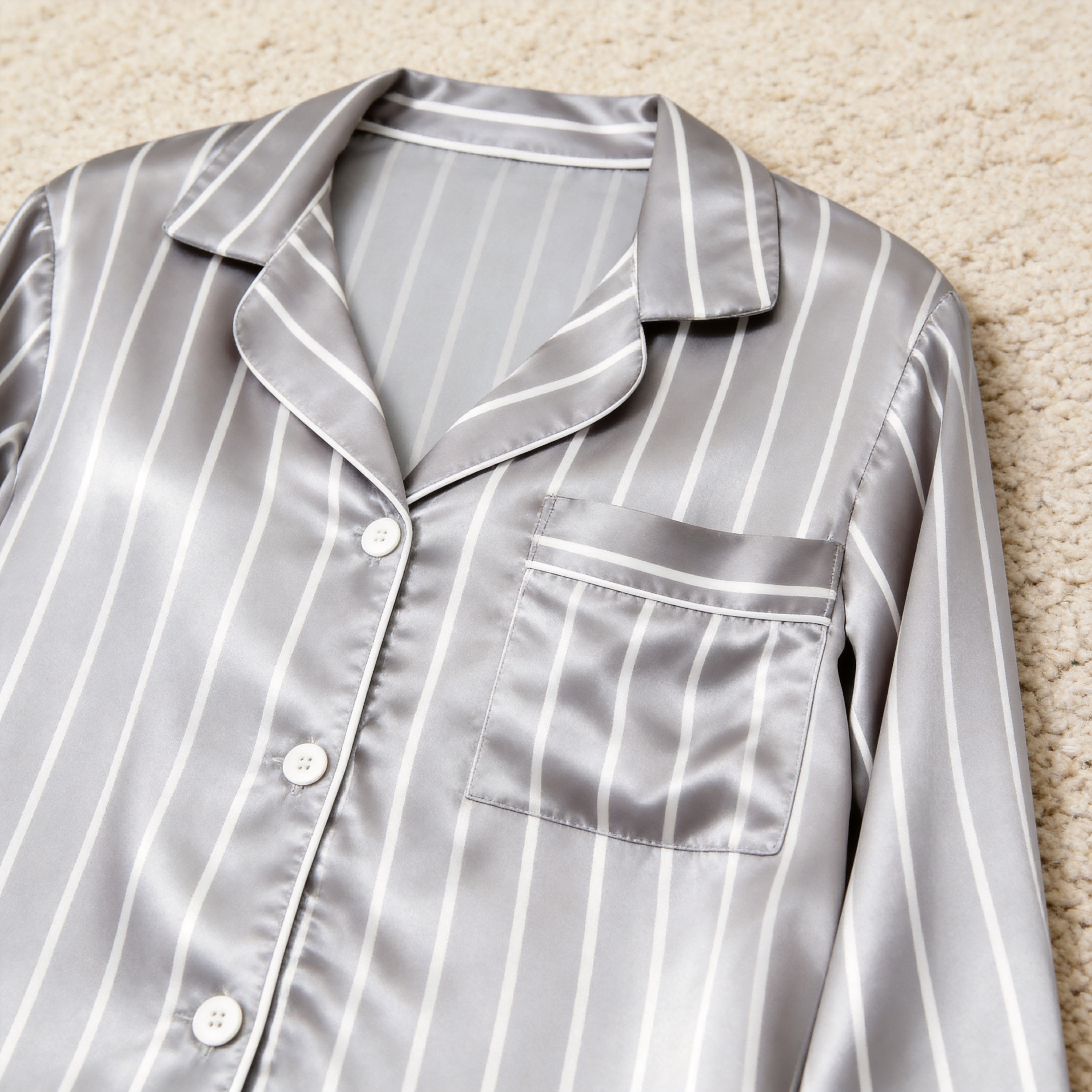 Elegant Satin Gray Pajama Set for the Whole Family