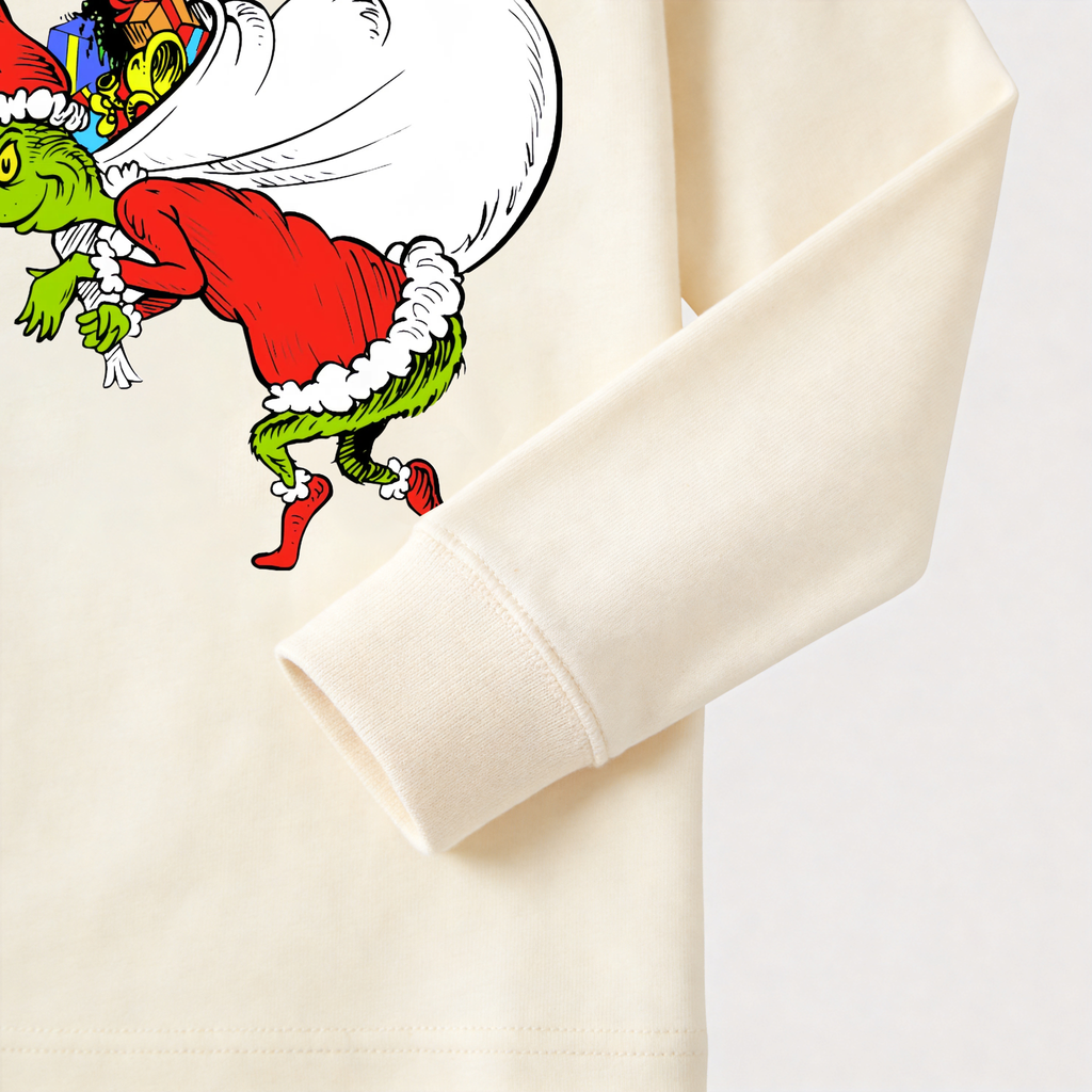 Grinch Family Christmas Pajamas | Cream Matching Holiday Sleepwear Set