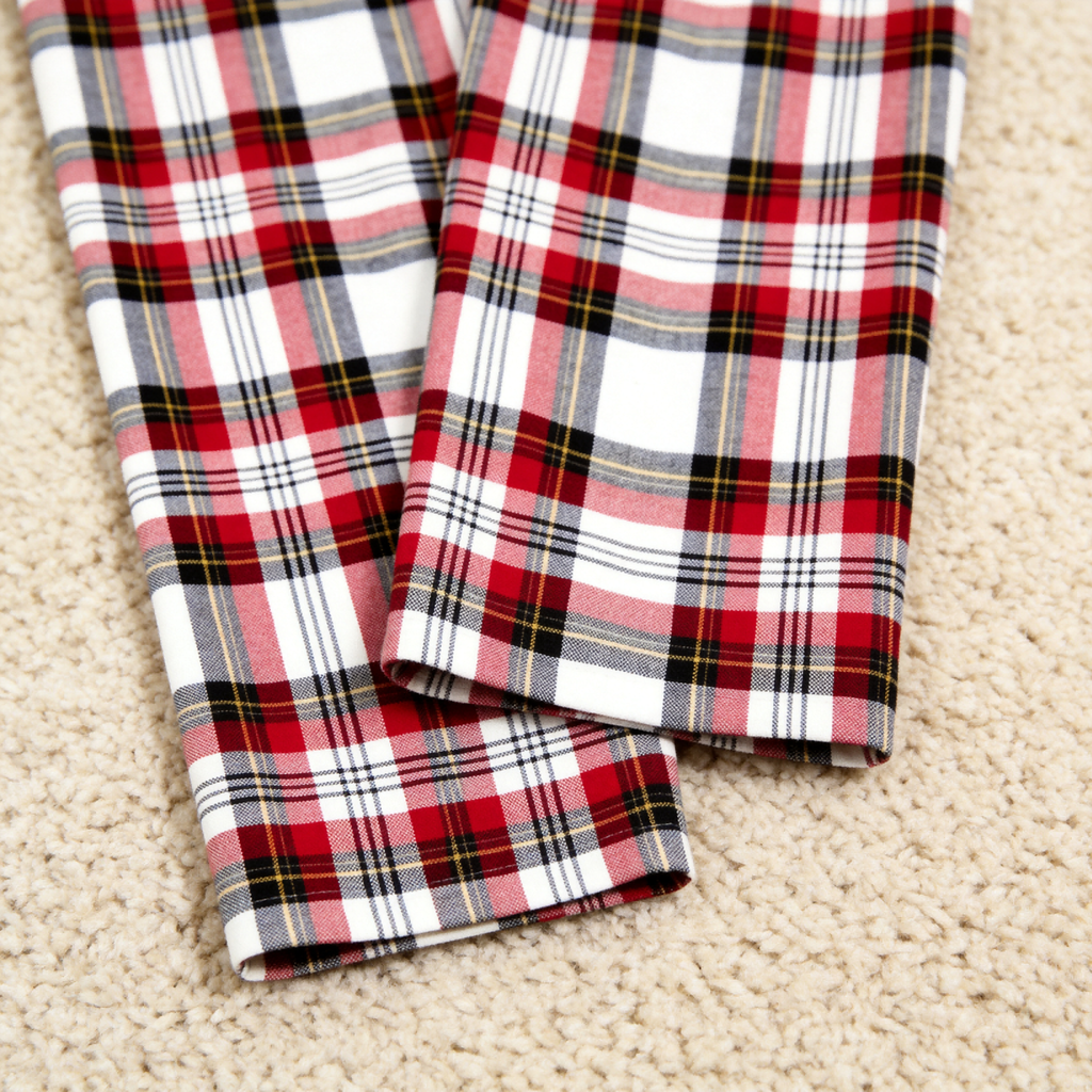 Holiday Family Red Plaid Button-Front Matching Pajamas Set