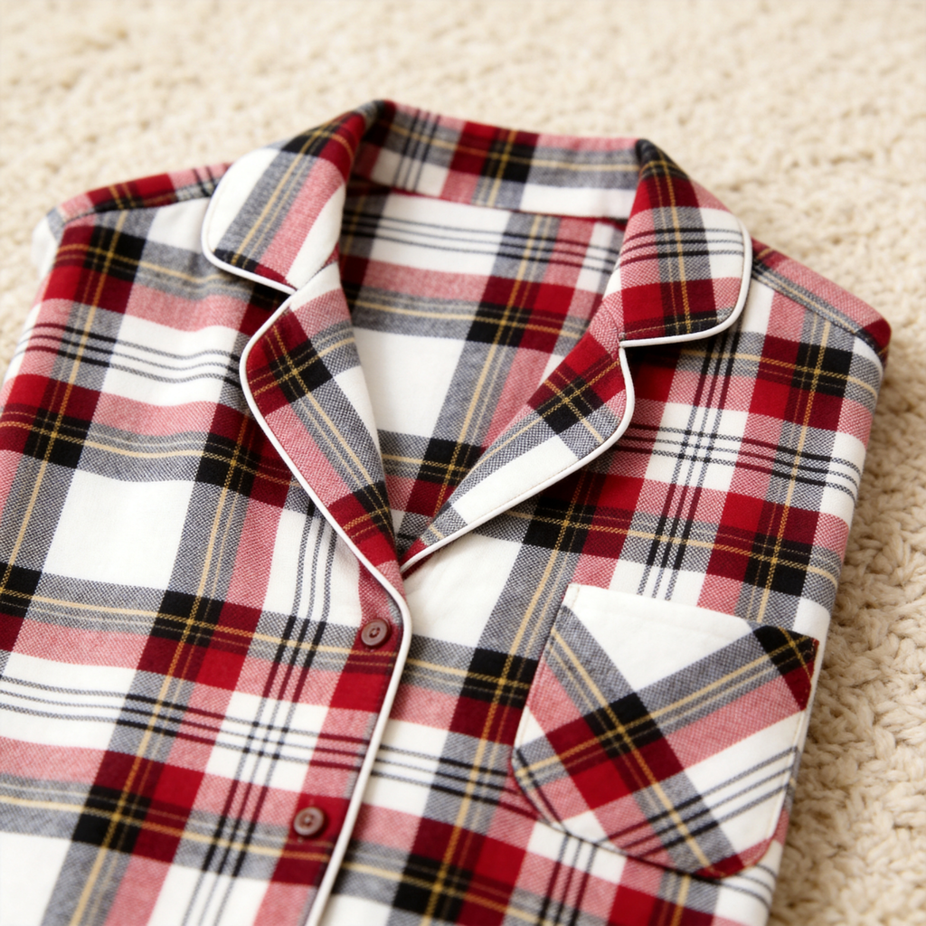 Holiday Family Red Plaid Button-Front Matching Pajamas Set
