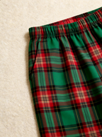 Family Christmas Matching Pajama Set - Black Long Sleeve Top with 'Christmas With My Tribe' Teepee & Red Green Plaid Pants