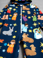 Nativity Scene Holy Night Navy Hooded Women Christmas Jumpsuit