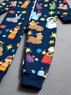 Nativity Scene Holy Night Navy Hooded Women Christmas Jumpsuit
